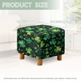thumbnail image 3 of SCRAWLGOD St. Patrick's Day Shine Shamrock Print Green Black Stretch Ottoman Cover Square Ottoman Slipcovers for Foot Stool & Folding Storage Furniture with Nonslip Elastic Bottom for Living Room, 3 of 7