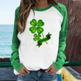 thumbnail image 2 of St. Patrick's Day Tshirt Women Clover Print Sweatshirt Long Sleeve Raglan Tees Baseball Tops Gift for Women, 2 of 6