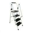 thumbnail image 5 of 4 Step Ladder, 500lbs Capacity Heavy Duty Folding Step Stool with Automatic Locking Armrests, Wide 5" Anti-Slip Pedals, Sturdy Steel Frame, White Multi-Purpose Ladder for Home & Office, 5 of 9