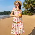 thumbnail image 4 of Xecao Cerises et Nœuds pour Femmes Robe Midi à Manches Courtes d'Été avec Poches Robe Décontractée T-Shirt Fluide Robe de Plage, 4 of 6