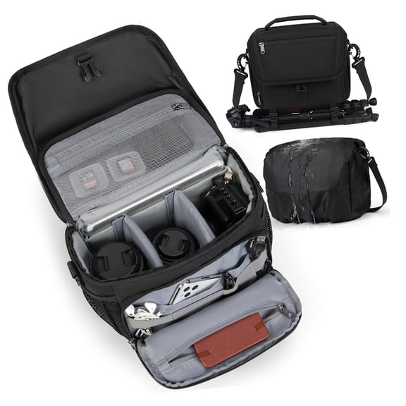 Waterproof Shockproof Camera Holder Bag Adjustable Length and Multiple Pockets for DSLR Cameras Storage Crossbody Bag