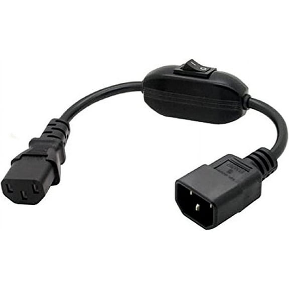 Toptekits PDU UPS Power Cord Cable 100-250V IEC-320-C14 to IEC-320-C13 Power Cord M-F with Switch 1ft/30cm C14 to C13 w/switch