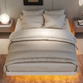 thumbnail image 3 of Full Size Floating Bed with Underbed LED Lights, Modern Low Profile Platform Bed Frame in Rustic Pine Wood, Space-Saving Design for Apartments, 3 of 7