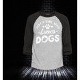 thumbnail image 2 of Shop4Ever Men's Just A Girl Who Loves Dogs Raglan Baseball Shirt Large Heather Grey/Black, 2 of 4