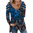 thumbnail image 1 of Camiseta de manga larga con cuello en V para mujer a la moda, blusa sólida de otoño, Tops con cremallera Fridja  ghj987+5419, 1 of 5