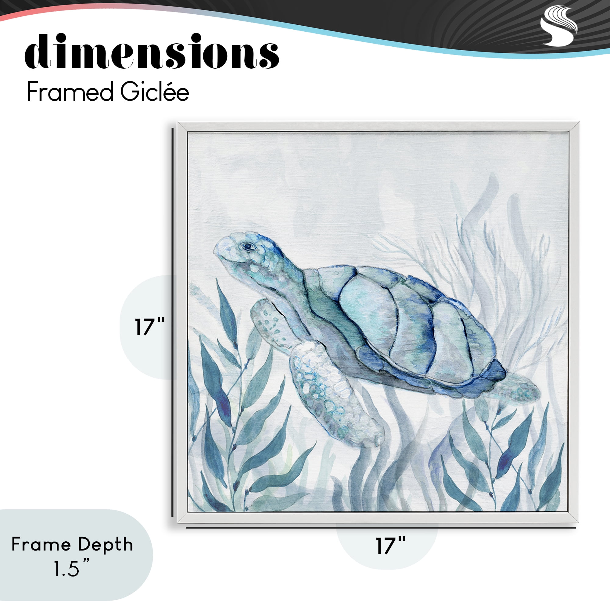 Stupell Industries Sea Turtle with Subtle Smile White Framed Giclee Art, design by Janet Tava