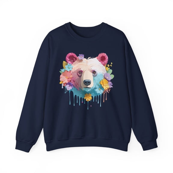Unisex Floral Bear Sweatshirt, Animals Sweatshirt, Floral Sweatshirt, Art Design Sweatshirt