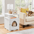 thumbnail image 3 of Yaheetech Indoor Wooden Cat Litter Box Enclosure with Open Shelf, White, 3 of 10