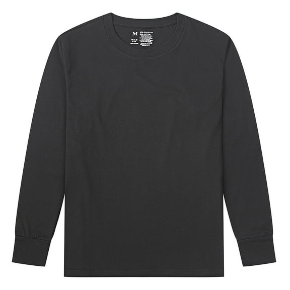 Men's T-Shirt Long Sleeve Crew Neck Casual Workout T-Shirt Black 6# X-Large
