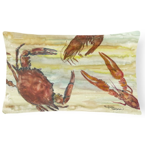 Crab, Shrimp, Oyster Yellow Sky Canvas Fabric Decorative Pillow