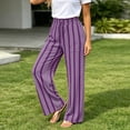 thumbnail image 2 of Arlun Striped Linen Pants for Women Summer Baggy Wide Leg Pant Drawstring High Waist Casual Stripes Color-Block Trousers Soft Lightweight Flowy Beach Resort Trouser with Pockets 1-Purple M, 2 of 7