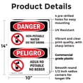 thumbnail image 2 of (2 Pack) Non-Potable Water Do Not Drink Bilingual OSHA Danger Sign 10 Inch X 14 Inch Plastic Sign, Weather Resistant, UV Protected for Workplace, Business, and Construction Site, Made, 2 of 8