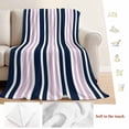 thumbnail image 5 of Navy Blue Pink Striped Blanket Soft Cozy Warm Throw Blanket for Couch, Plush Fuzzy Flannel Fleece Blankets for Sofa, Modern Minimalist Ombre Lines Bed Blankets Lightweight Gifts for Women, 50"x60", 5 of 9