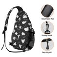 thumbnail image 3 of Sling Backpack,Spooky Halloween Ghosts Pattern Sling Bag with Water Bottle Holder,Waterproof Sling Bag for Men/Women with Headphone Jack for Hiking,Travel, 3 of 6