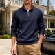 thumbnail image 5 of Ceisia Men's Casual Striped Half Button Round Neck Pullover with Pocket Daily Fashion Top Gift, 5 of 9