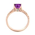 thumbnail image 6 of Amethyst 2.06 ctw Ring with Diamonds 14K Rose Gold Filigree Cathedral Princess, 6 of 6