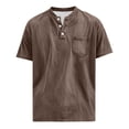 thumbnail image 6 of Xdegoge Mens Vintage Washed Henley T Shirt Short Sleeve Casual Athletic Fit Button Down Placket Tee With Chest Pocket Summer Outdoor Everyday Basic Workout Tops Shirts, 6 of 6
