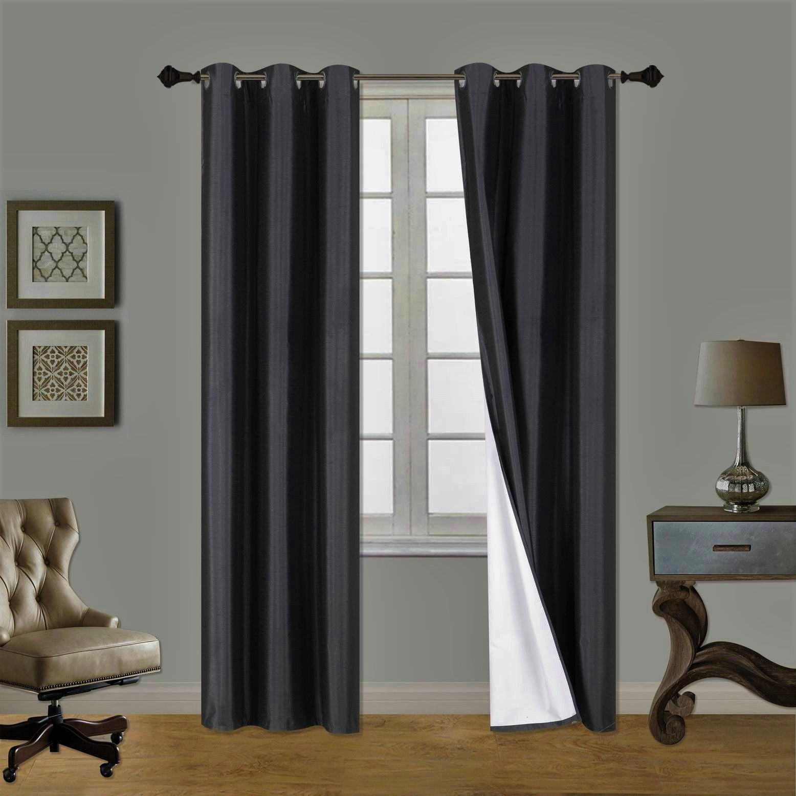1 Pair Black Noa 95" Length Insulated Lined 100% Heavy Thick Blackout