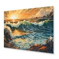 thumbnail image 2 of Designart "Sunlit Majestic Waves I" Modern Landscape Beach Metal Art Print, 2 of 5