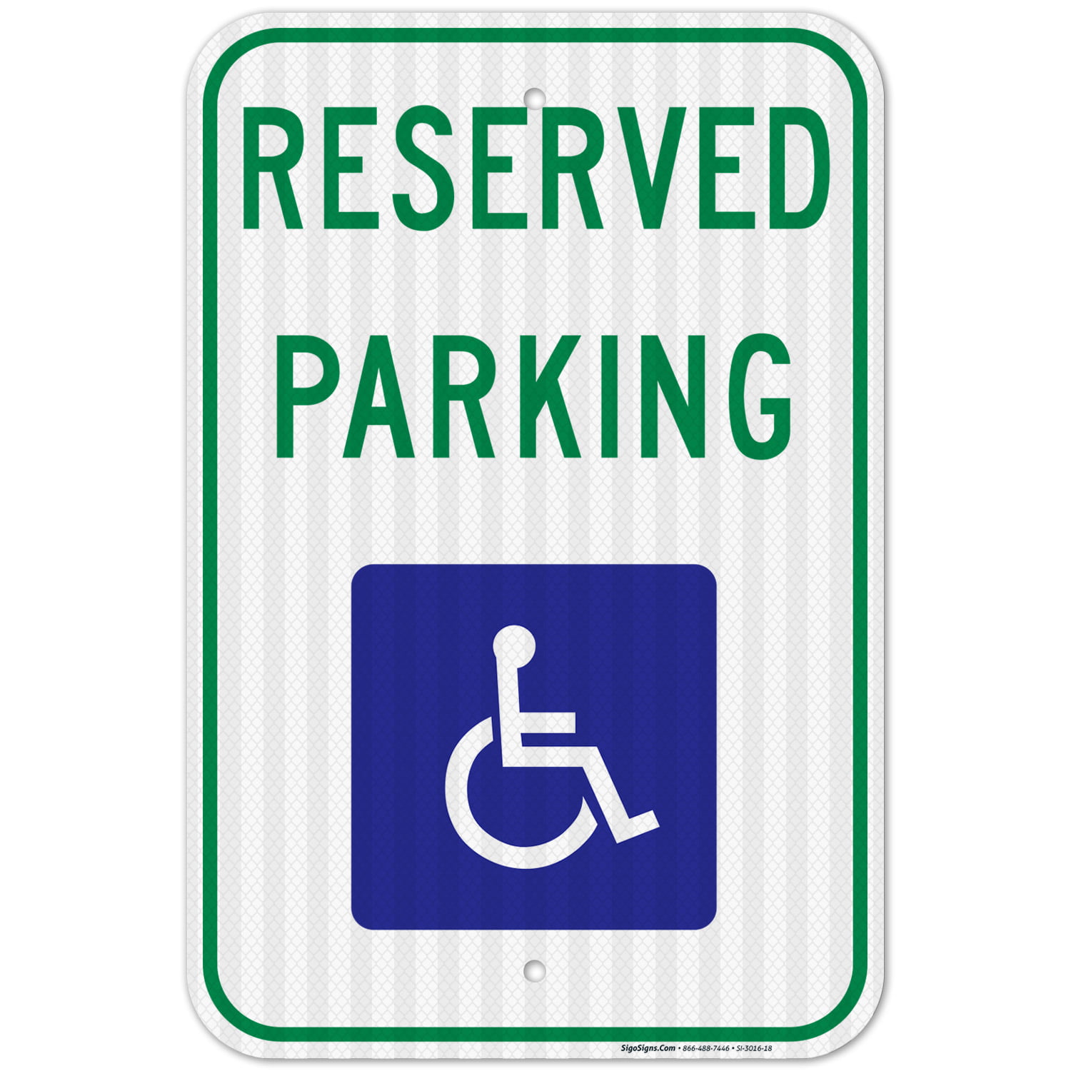 DISABLED RESERVED PARKING Reflective Aluminum 12"x18" Pre-Drilled Sign "NEW"
