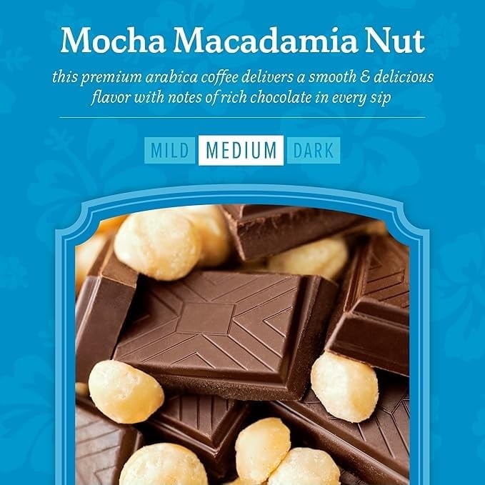 Kauai Coffee K-Cup Pods for Keurig Brewers ? Arabica Coffee, 10% Hawaiian ? Medium Roast, Savory and Chocolatey Aroma ? Mocha Macadamia Nut, 1 Pack of 48 Single Serve K-Cups