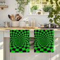thumbnail image 4 of Green Black Checkered Kitchen Towels Set of 4, Modern Abstract Art Absorbent Dish Towels for Kitchen, Microfiber Hand Towel, Quick Drying Tea Towel for Cleaning Decorative Dishcloths, 4 of 7