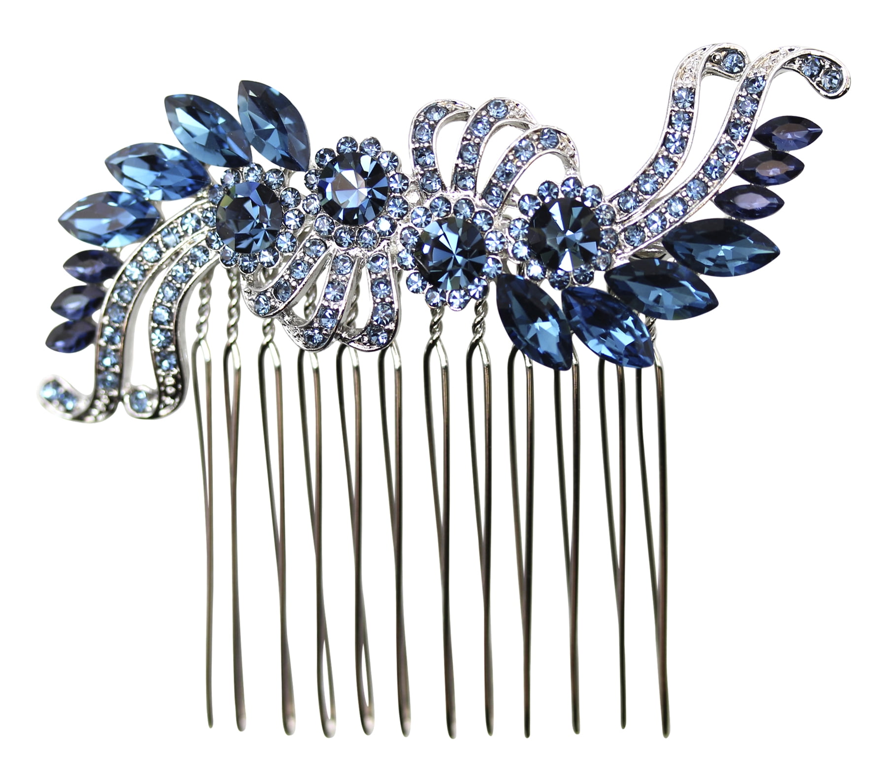 Faship Navy Blue Crystal Hair Comb Navy Blue