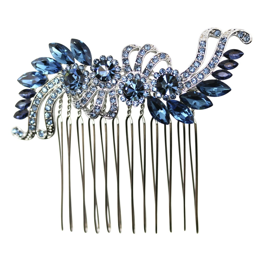 Faship Navy Blue Crystal Hair Comb Navy Blue