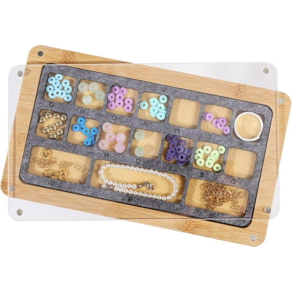 Custom Beads Sorting Tray Sorting Felt Wooden Bead Storage Organize for Jewelry Bracelet Making Wooden Beading Mat with Felt Bead Design Boards Burlywood 8.46x 9.06x 0.77inch