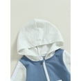 thumbnail image 5 of Wassery Baby Boys Girls Full Length Jumpsuit 3 6 12 18 Months Infant Fall Contrast Color Zipper Hood Romper Long Sleeve Crew Neck Bodysuits, 5 of 8