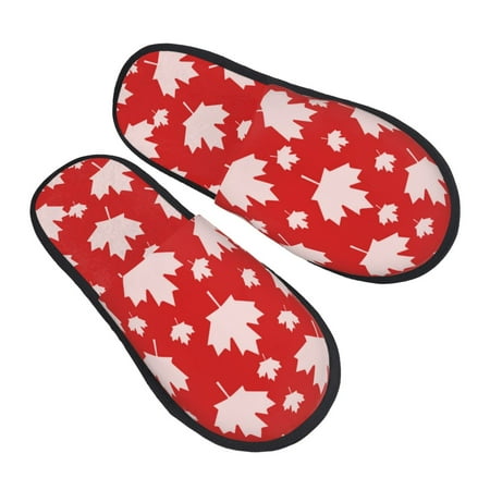 

Junzan Fuzzy Feet Slippers For Women House Shoes Non Slip Indoor/Outdoor Maple Leaves Designs-Large
