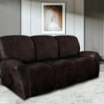 thumbnail image 2 of Leather Look Recliner Couch Cover 8-Piece Recliner Sofa Slipcovers 3 Seater for Reclining Couches Furniture Protector Spandex Fabric Washable (Recliner Sofa, Chocolate), 2 of 12