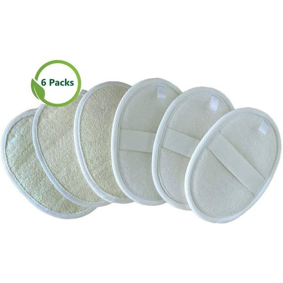 100% Natural Loofah Sponge, Exfoliating Bath Shower Scrub,Exfoliating Glove Luffa Pad,6 Pack