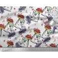 thumbnail image 2 of Soimoi White Modal Satin Fabric Flower Basket & Bicycle Transport Print Fabric by Yard 42 Inch Wide, 2 of 3