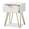 thumbnail image 3 of Baxton Studio Holbrook White Finished Wood and Gold Metal 1-Drawer End Table, 3 of 10