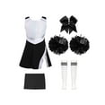 thumbnail image 1 of Jizyo Tenue de Cheerleading à Paillettes pour Fille, Robe de Tennis Golf avec Pompon et Chaussettes, Ensemble de Déguisement de Cheerleader, Blanc&Noir 10, 1 of 6