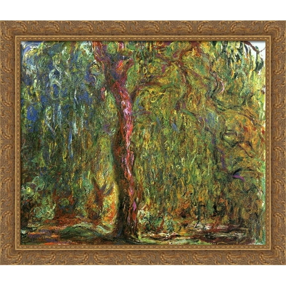 Weeping Willow 32x28 Large Gold Ornate Wood Framed Canvas Art by Claude Monet