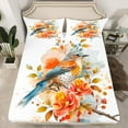 thumbnail image 2 of Feelyou Kawaii Cartoon Bird Twin Sheet Sets for Teen, Watercolor Flower Floral Twin Fitted Sheet, Vintage Chinese Style Flat Sheet, Lightweight Room Decor, 3pcs, 2 of 7