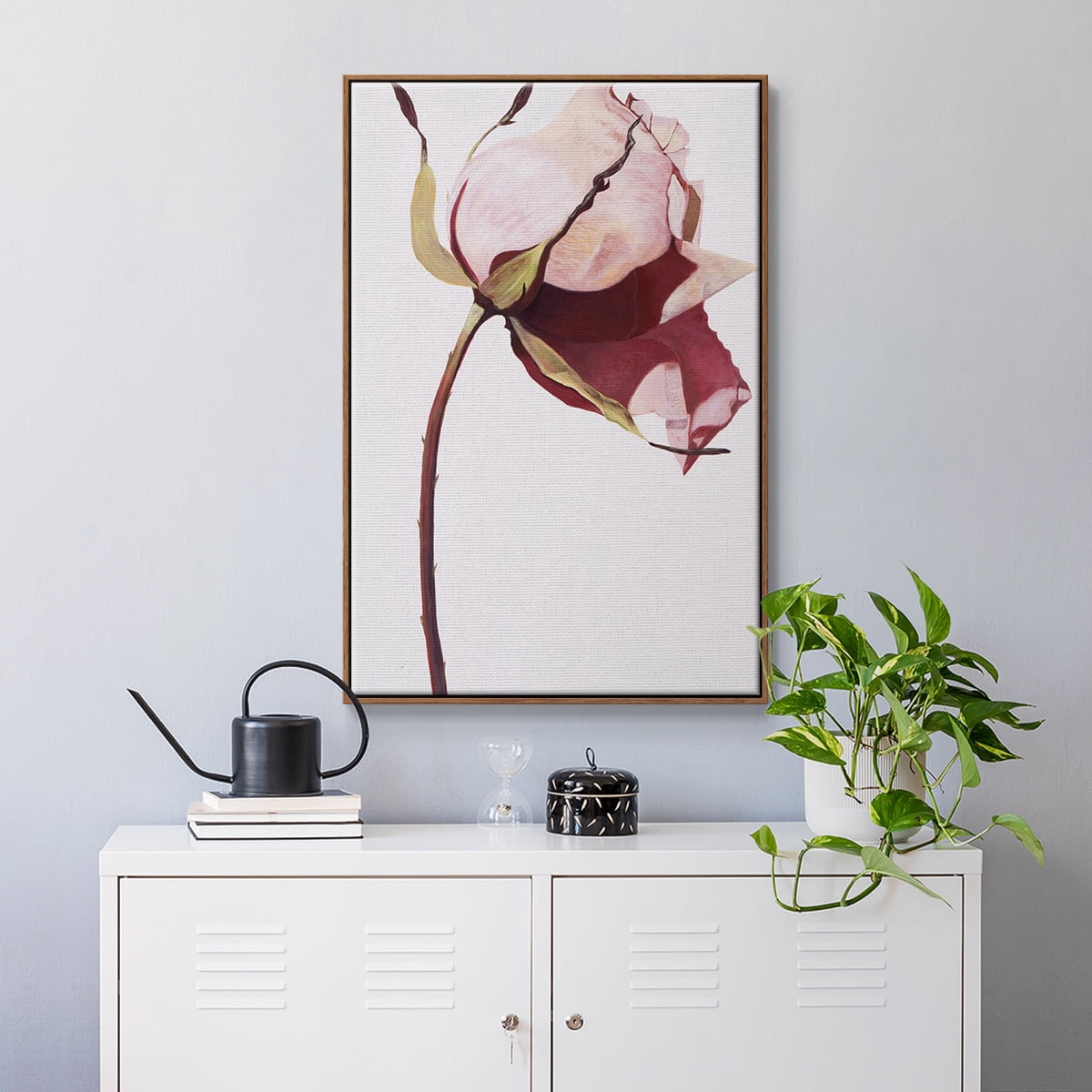 Love Is A Rose I Framed Premium Gallery Wrapped Canvas - Ready to Hang - 17 x 25 - Walnut Floating Frame