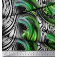 thumbnail image 2 of Soimoi Green Georgette Viscose Fabric Stripe & Leopard Animal Skin Decor Fabric Printed BTY 42 Inch Wide, 2 of 3