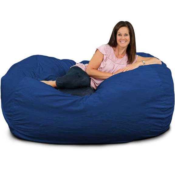 Ultimate Sack Lounger Bean Bag Chair in multiple colors: Giant Foam-Filled Furniture - Machine Washable Covers, Double Stitched Seams, Durable Inner Liner. (Lounger, Electric Blue Suede)