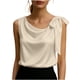 thumbnail image 1 of Tops Casuales sin Mangas para las Mujeres Elegante Satén Encaje Blusa, Tanque de Verano de Color Sólido para el Uso Diario, 1 of 7