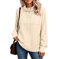 thumbnail image 6 of JGGSPWM Womens Oversized Pullover Sweatshirt Hooded with Drawstring, Long Sleeve Baggy Athletic Tops with Pocket, Casual Outdoor Hiking Wear Beige S, 6 of 7