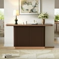 thumbnail image 2 of Euroco 58.25" Long Console Table with Fluted Metal Base,Modern Narrow Entryway Table,Accent Sofa Table Behind Couch with Storage for Entrance, Hallway, Living Room, Brown, 2 of 9