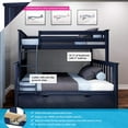 thumbnail image 2 of BEDSMART Solid Wood Twin Over Full Bunk Bed With Trundle | Blue, 2 of 6