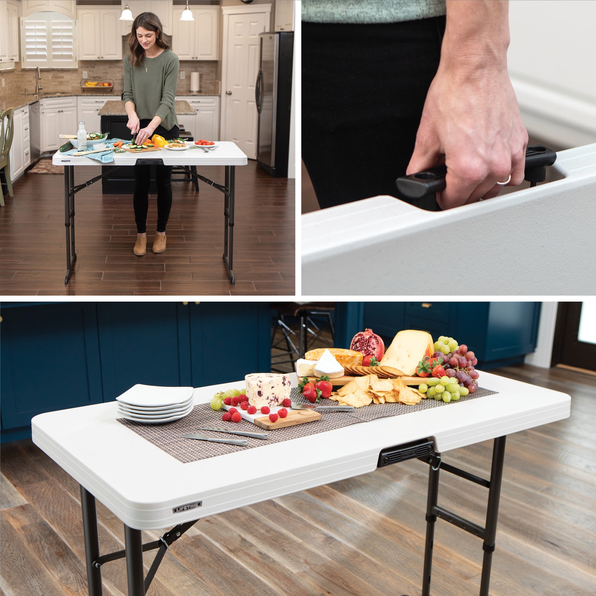 Lifetime 4 Foot Rectangle Folding Table Indoor Outdoor Commercial Grade Almond 80387