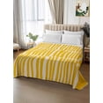 thumbnail image 2 of Yellow Striped Twim Size Flat Sheet, Wrinkleproof & Fadeproof Cooling Flat Bed Sheet Only, Modern Geometric Abstract Retro Breathable Soft Bedding Top Sheets 66 x 96 Inches, 2 of 8