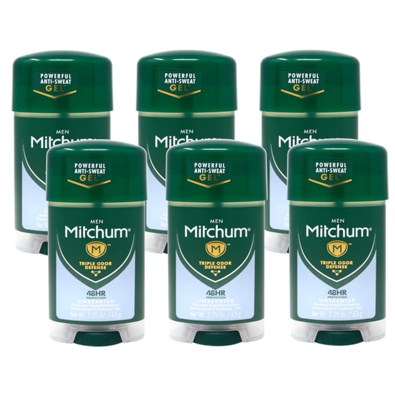Mitchum Anti-Perspirant and Deodorant, Power Gel, Unscented, 2.25 Ounce (Pack of 6)packaging may vary