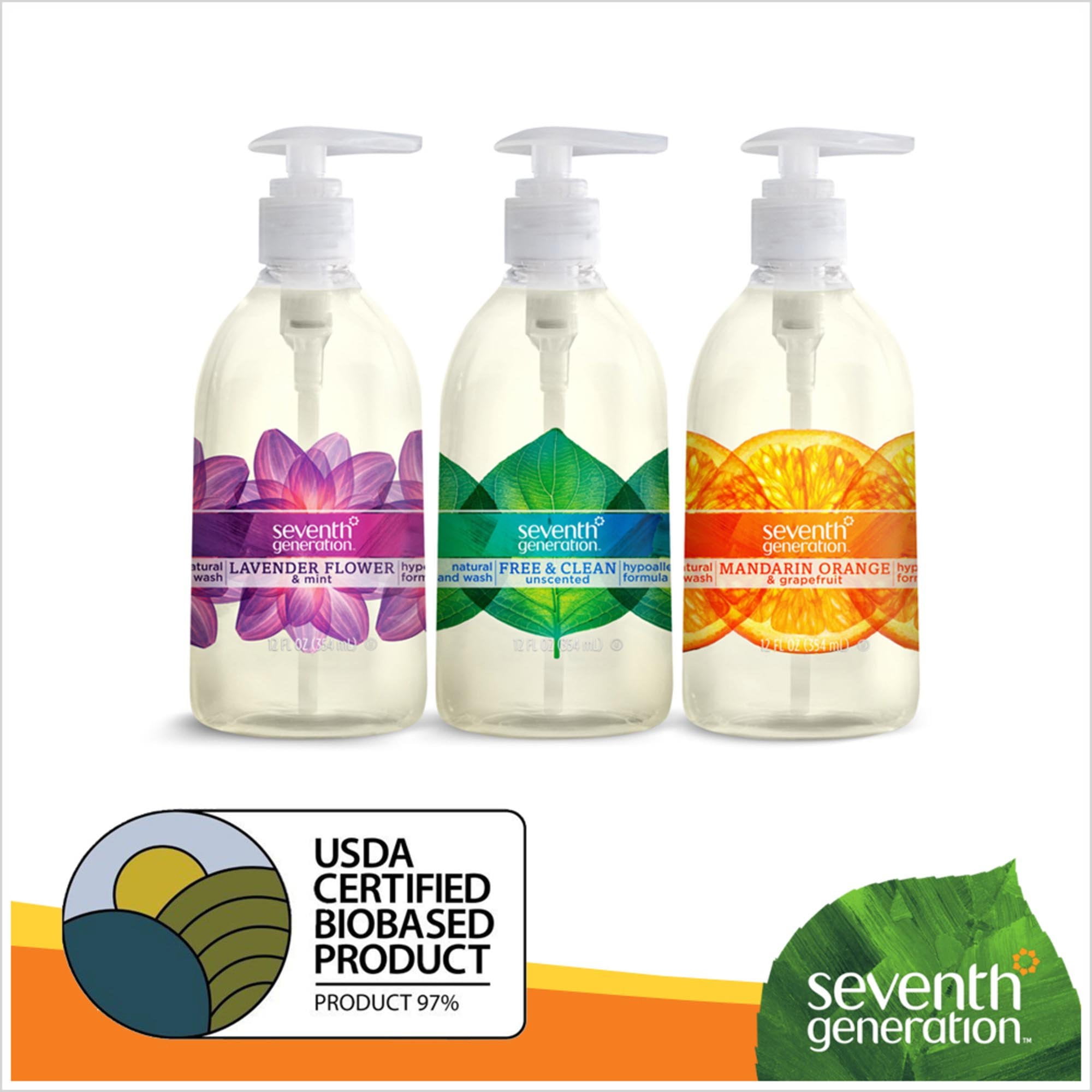 Seventh Generation Hand Wash, Free & Clean Unscented Hand Soap, 12 oz, 3-Pack