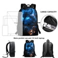 thumbnail image 4 of Uorisanigo 4 in 1 Schoolbag Set for Teens, Blue Wolf Backpack with Lunch Bag Pencil Case Water Bottle Holder Pouch, 4 PCS, Boys, Bookbag School Daypacks for Elementary Middle, 4 of 7